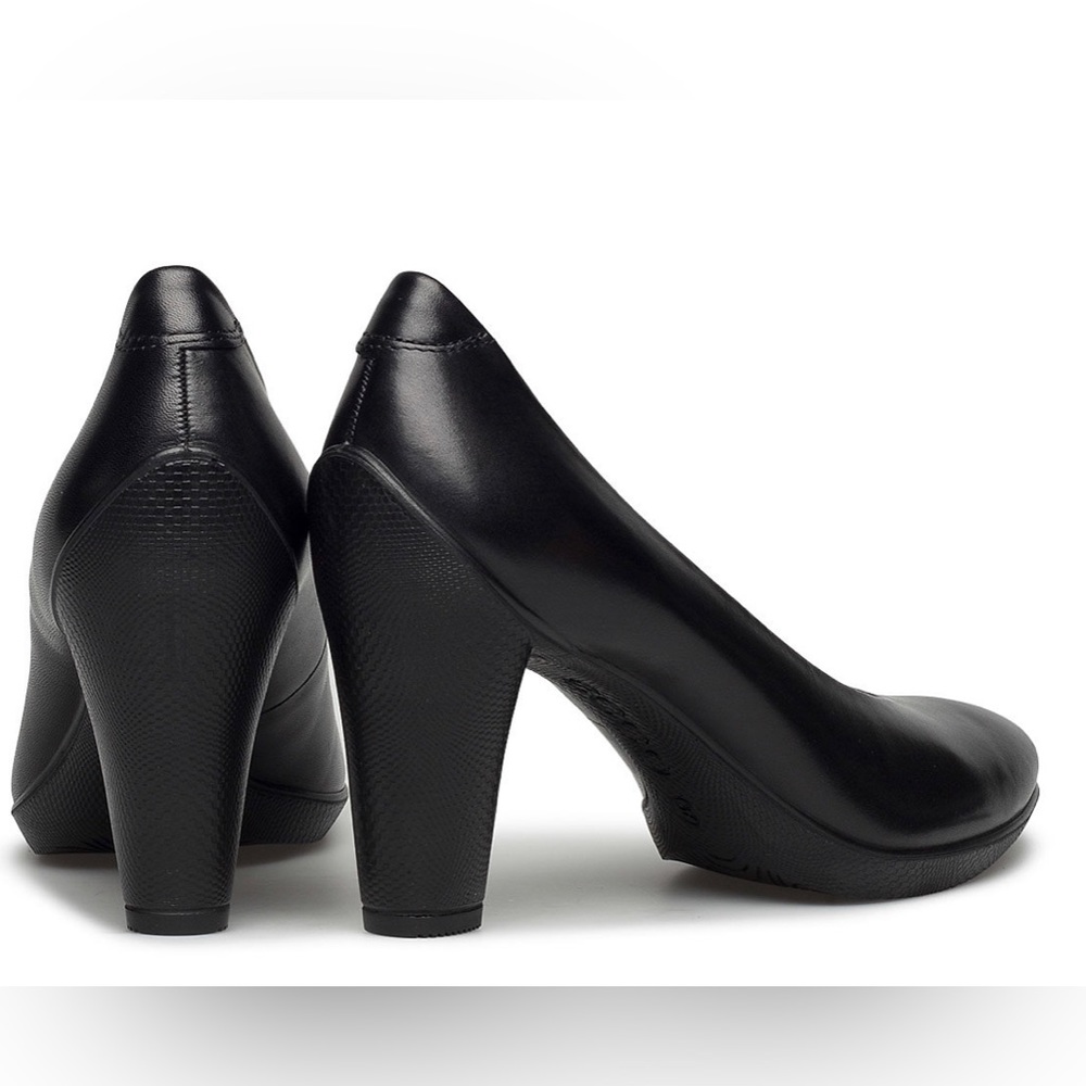 Ecco Sculptured 75 Sexy Black Leather Closed Toe Embossed Heel EU 41 US1…